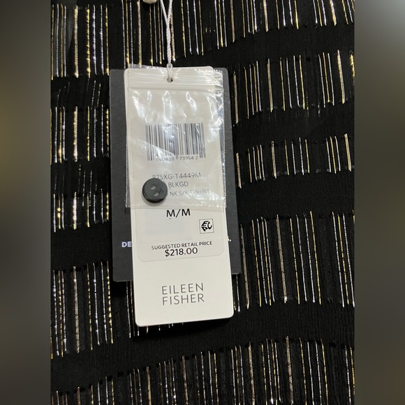 Eileen Fisher NWT Black and Gold top - Picture 4 of 4